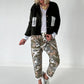 Jacke mit Pailletten Taschen- oliv