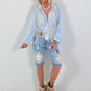 Boho Blouse with Elaborate Details - light blue