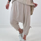 Sweatshirt Baggy mit Beinraffung - beige