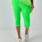 Capri Hose mit Bindeband - neongrün