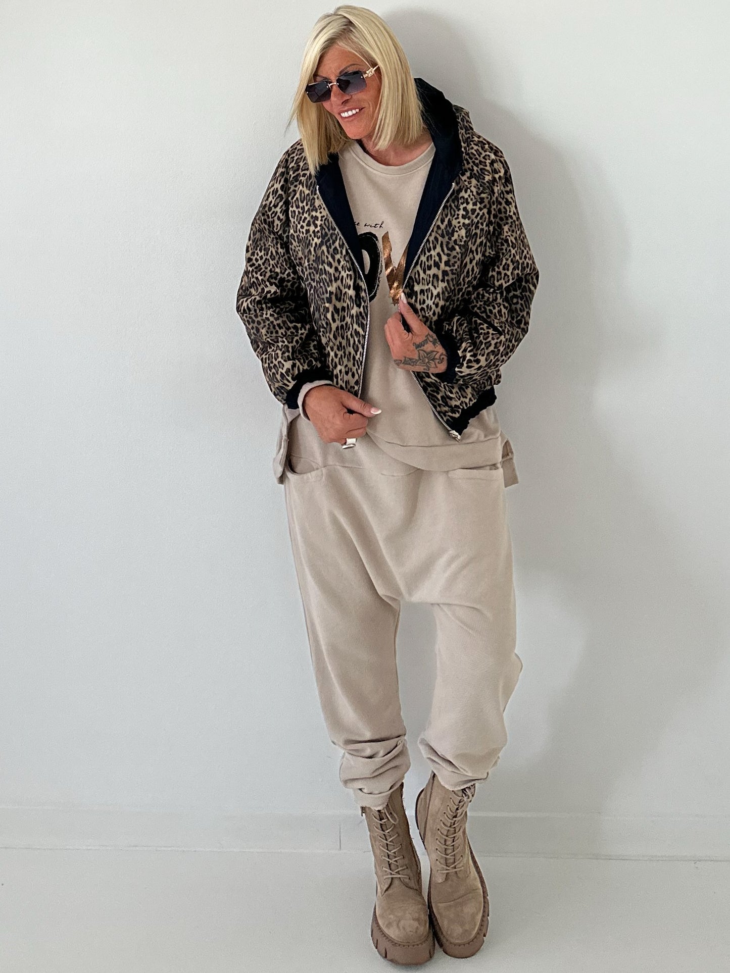 2 in 1 Jacke mit Leo-Print - dunkelblau
