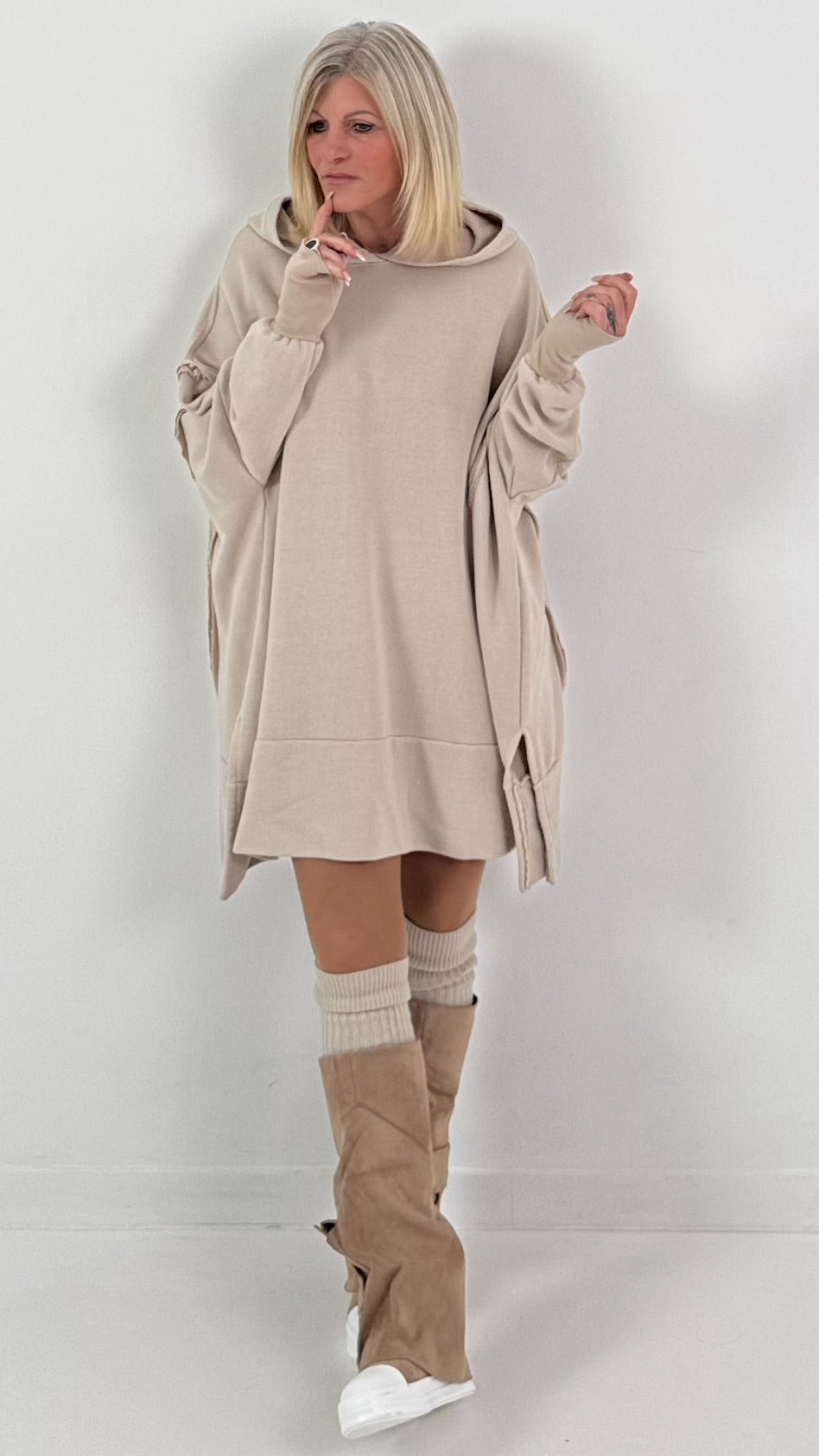 Oversized hoodie model "Rockwave" - ​​beige