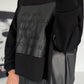 Sweater mit Lederoptik-Elementen - schwarz