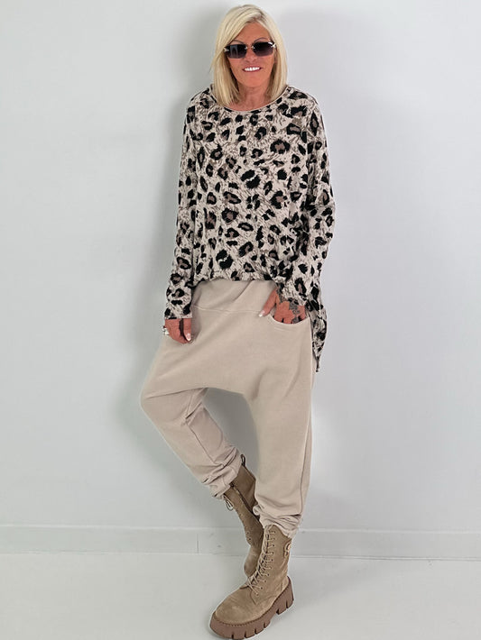 Shirt mit Leo-Print - beige