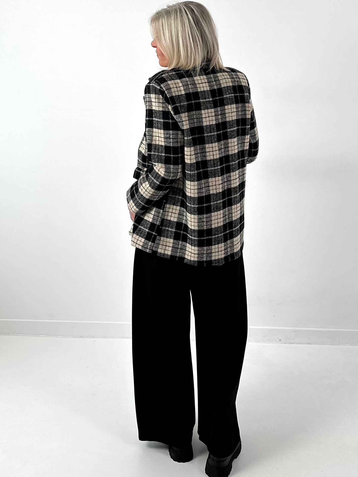 Geruit wollen blazer, model "Royal Check" - zwart-veelkleurig