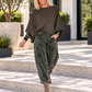 Sweater with turned-up sleeves - olive