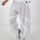 Ballon Leinen Hose mit Fransen Details - weiss