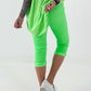 Capri Hose mit Bindeband - neongrün