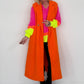 Bouclé lang vest - neonoranje