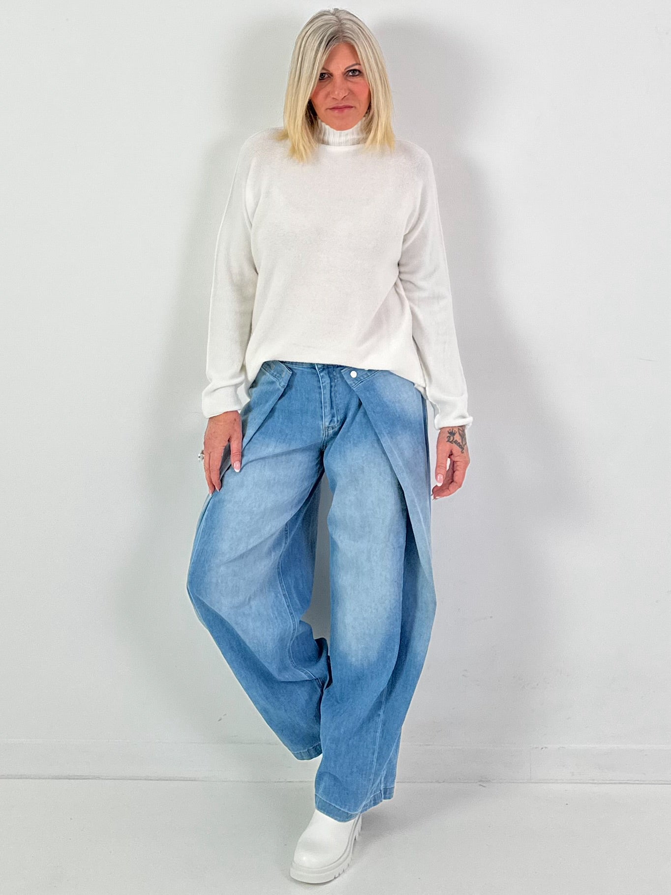 Jeans mit weitem Bein Modell "Loose Fold" - denim