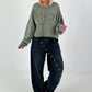 Sweater with reverse seams and print - olive