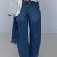 Jeans mit weitem Bein und Überwurf - denim