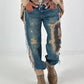 Jogg-Jeans im used Look Woman`s Face - denim