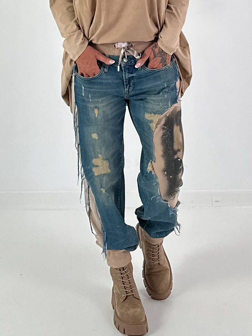 Jogg-Jeans im used Look Woman`s Face - denim