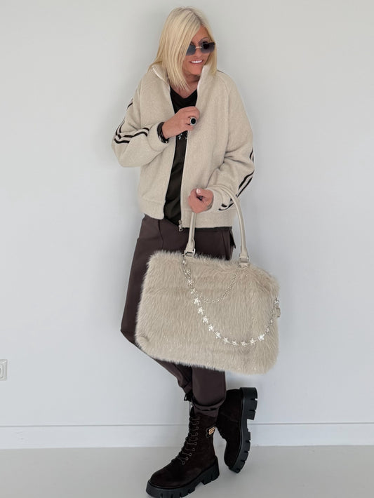 Jacke mit Streifen-Details - beige