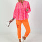 Patterned blouse - neon pink-neon orange-white