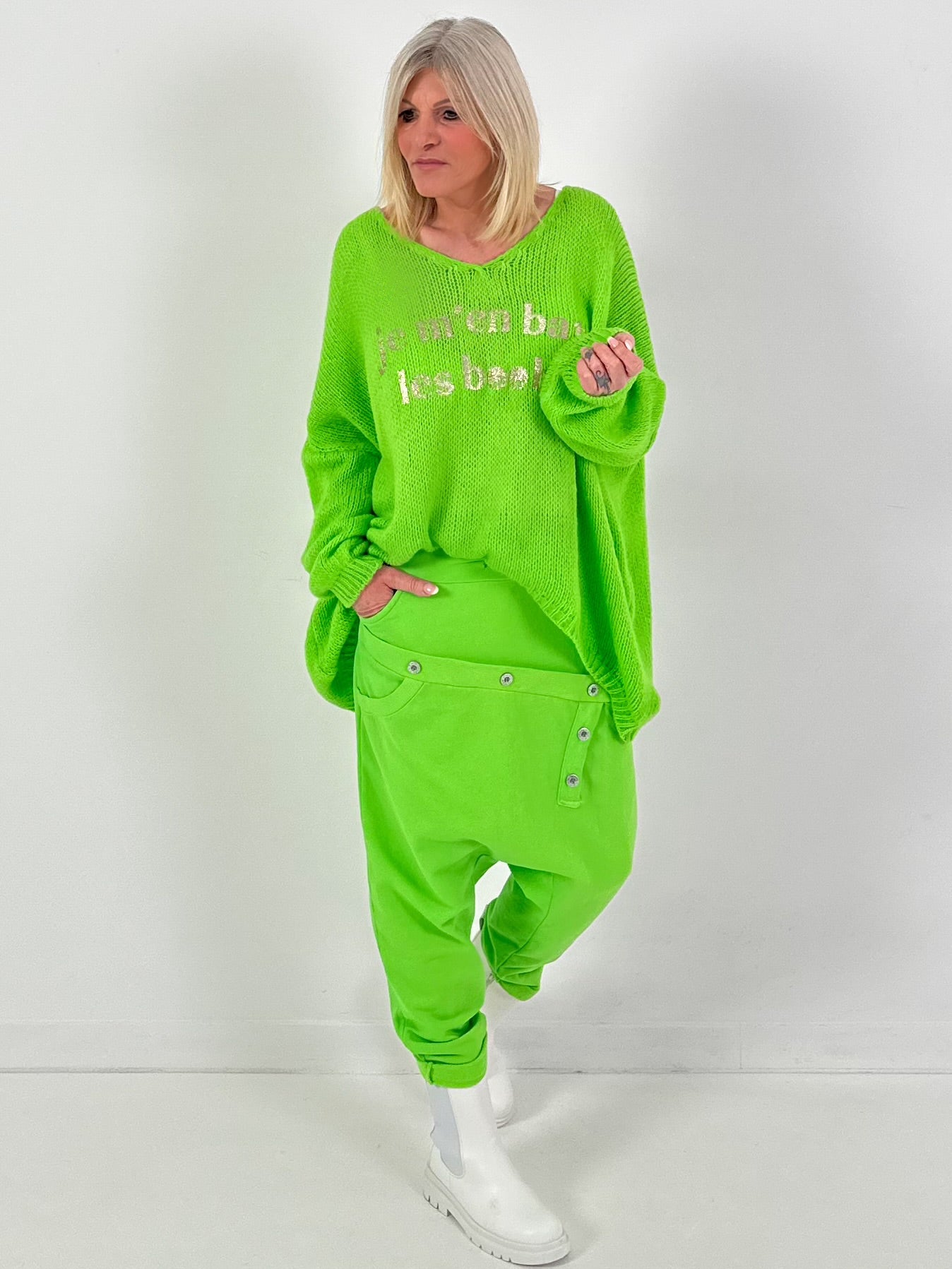 Strickpullover Modell "Glow&Flow" - apfelgrün