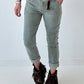 Hose stone washed mit Gürtel - khaki