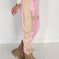 Sweathose im Materialmix - rosa-beige