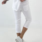 Capri Hose mit Leo Strass - weiss