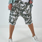 Kurze Baggy Camouflage Look - khaki-weiss-mehrfarbig