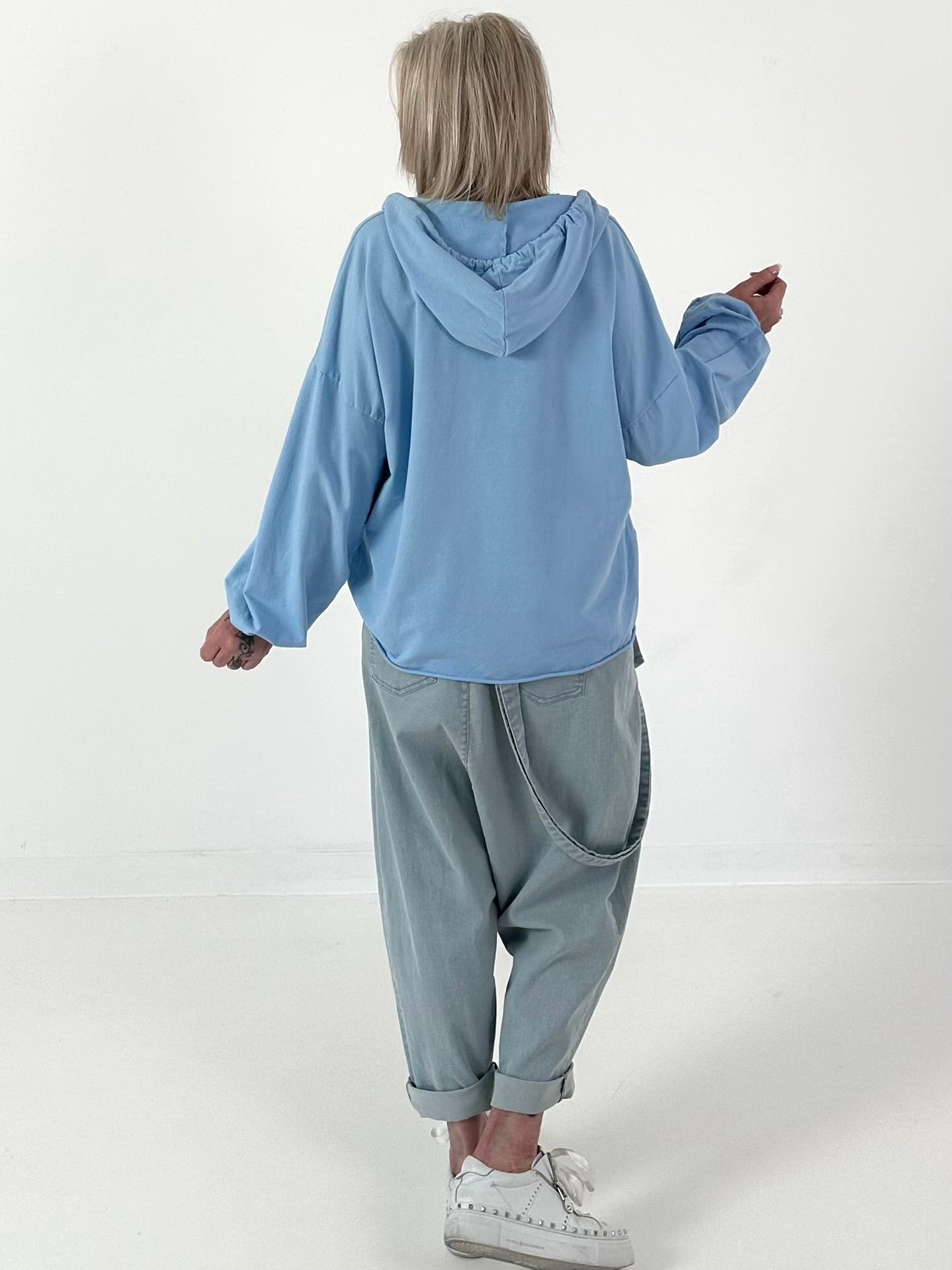 Hoodie mit V-Neck - hellblau