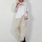 Baggy pants with decorative scarf - beige
