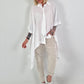 Oversized asymmetrical blouse with tie - white