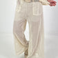 Crochet trousers with lurex - beige