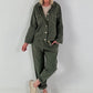 Hose mit goldenen Nieten-Details - oliv