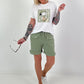 T-shirt met comicprint op de voorkant - wit-khaki