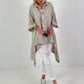 Oversized Bluse asymmetrisch mit Krawatte - taupe