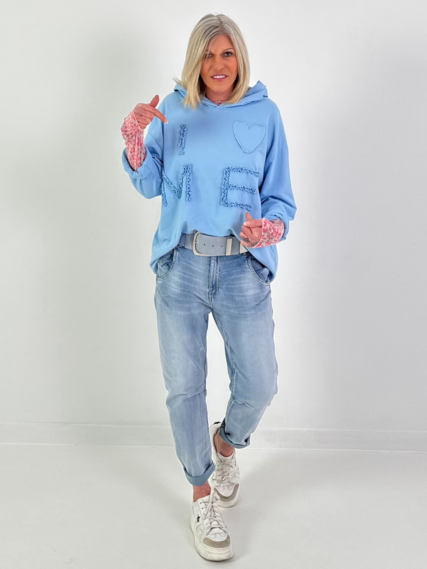 Hoodie I LOVE ME - hellblau