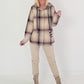 Plaid hooded shacket - beige-bordeaux-multicolored
