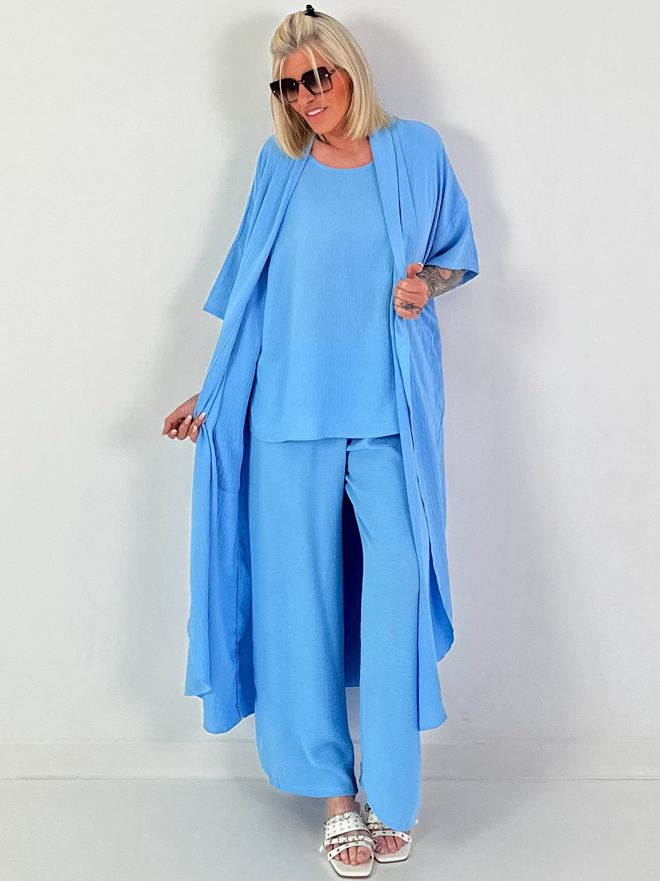 Lightweight Long Coat - light blue