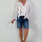 Tunic with Tie and Ruffles - White