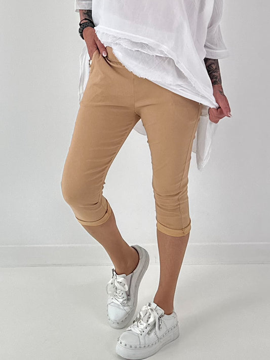 Capri Hose mit Bindeband - sand