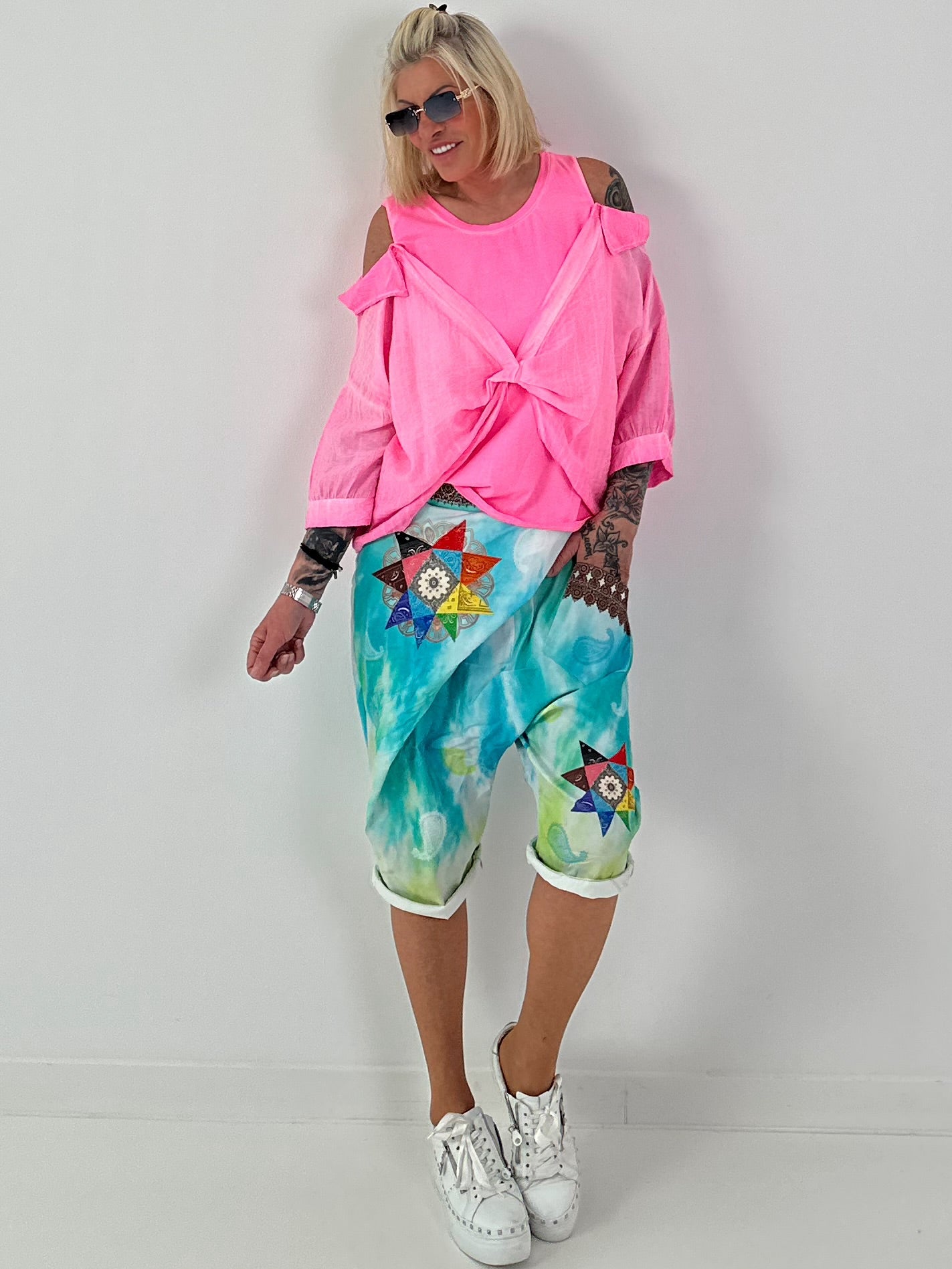 Tunika mit integrierten Top - neonpink
