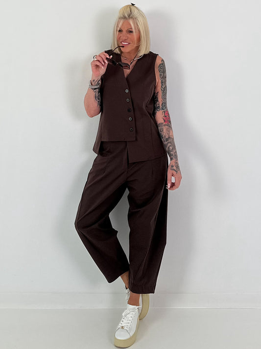 Asymmetrical waistcoat - chocolate
