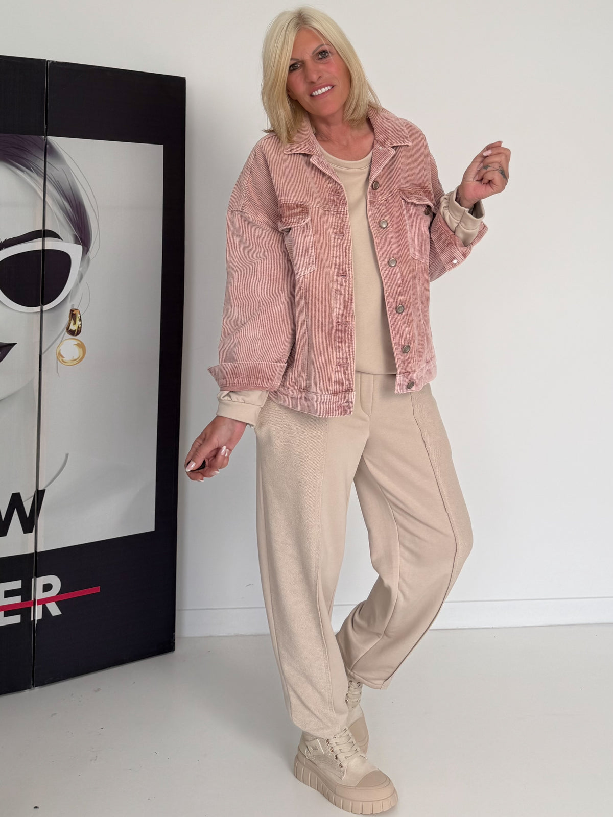 Oversized Cordjacke - rosa