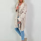 Destroyed Look Leopard Denim Jacket - beige