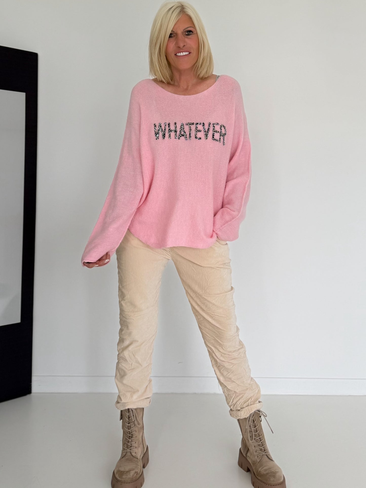 Weicher Pullover Whatever - rosa