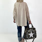 Bluse mit 3D-Blüten - beige