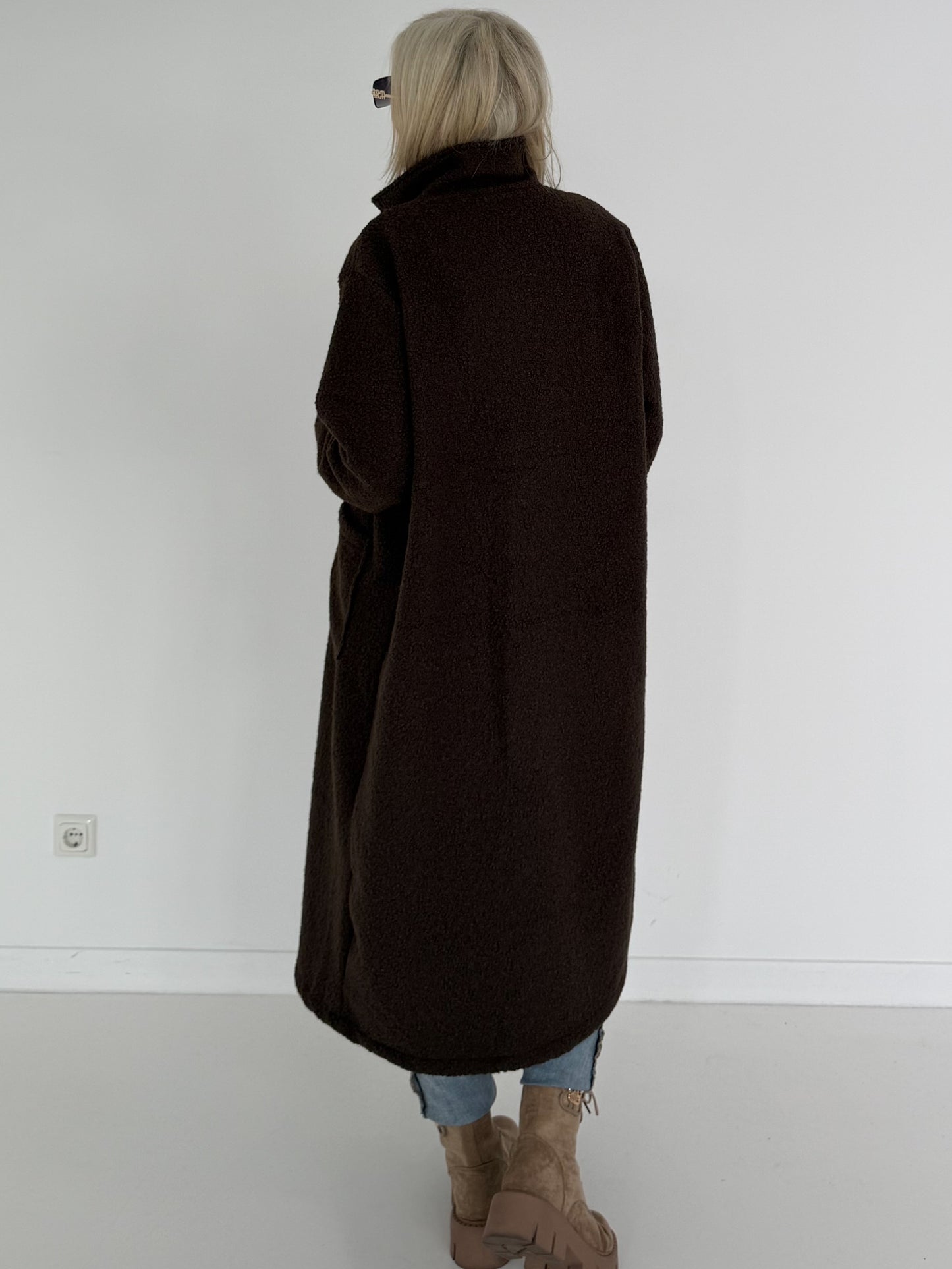 Weicher Bouclé Mantel - mokka