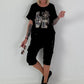 T-Shirt Love mit Strasssteinen - schwarz