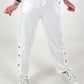 Sweatpants with eyelets - white