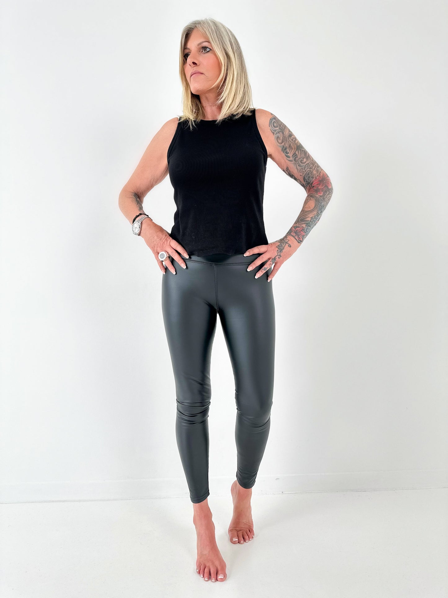 Lederleggings Modell "Rebel" - schwarz