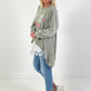 Oversized stonewashed Sweatshirt Modell "Glück..." - khaki