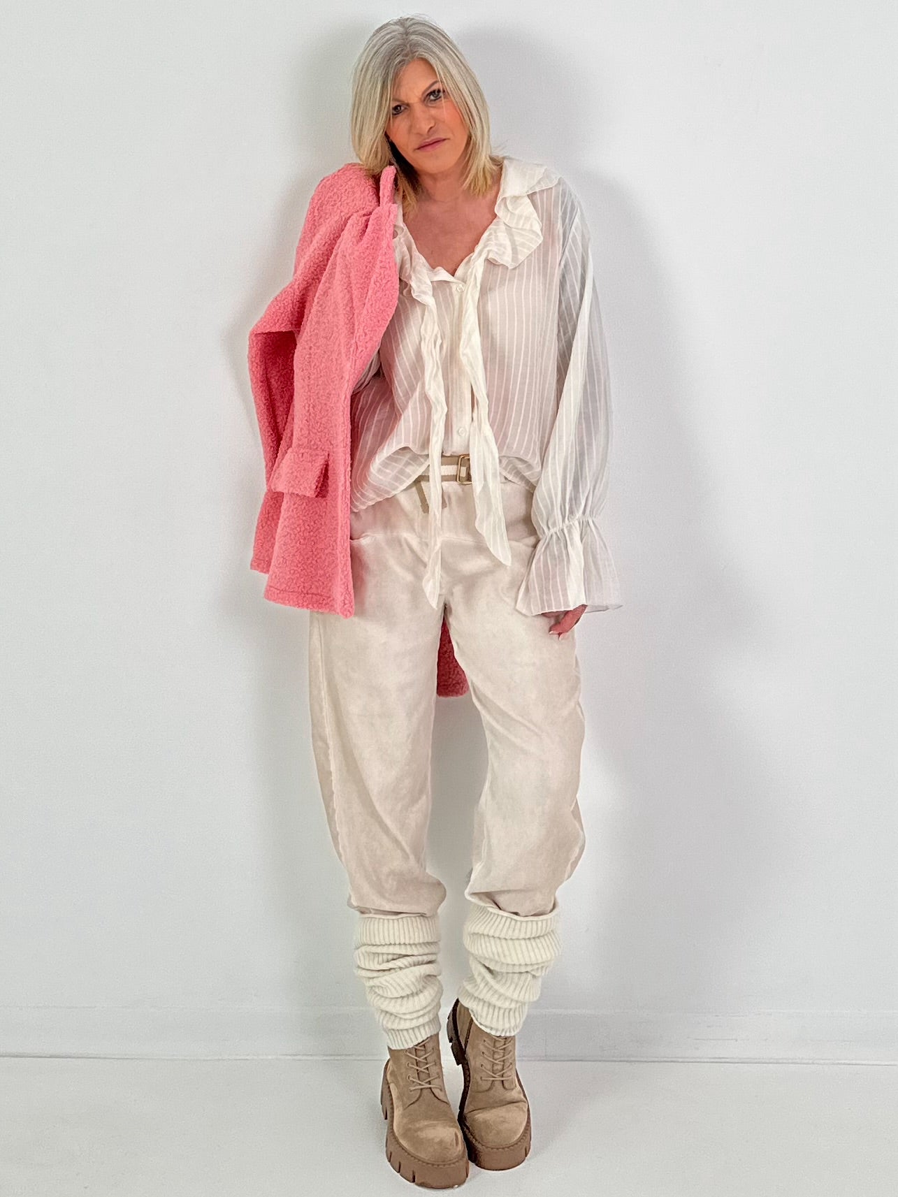 Bouclé Jacke - rosa