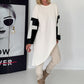 Asymmetrischer Sweater mit Kreuz- und Lederoptik-Details - creme